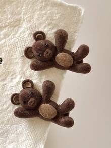 2 Stücke Kinder Samt Bär & Hase Haarclips, süße Tier Haaraccessoires für Mädchen, modische vielseitige Haardekoration für den täglichen Gebrauch, Partys, Herbst/Winter