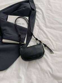 Lychee Grain Mini Handbag, Women's New Fashion Compact Daily Crossbody Bag YM2L - Black - View 7