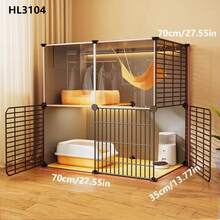 Indoor Cat Cage House, Transparent Cat Villa, All-In-One Cat Litter Box, Suitable For Small Spaces - Multicolor - View 6