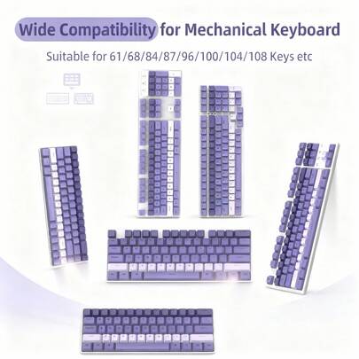 ATTACK SHARK 112键定制ABS双色注塑键帽套装，OEM高度，兼容61/68/87/98/100/104键TKL、60%及全尺寸机械键盘，适配Cherry MX/Gateron/Outemu十字轴，美式布局