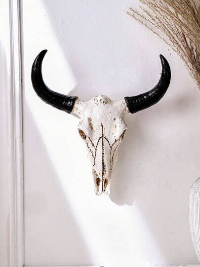 1件北欧维京文化动物头骨壁饰吊坠，金/银箔树脂动物雕塑，可装饰书架、家庭酒吧、餐厅，个性化派对墙饰，家居装饰，房间装饰，墙面装饰