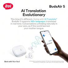 itel BudsAir 5 Auriculares Bluetooth semi-in-ear, diseño ligero in-ear, reproducción extendida de 36 horas, soporte de traducción de IA, audio espacial 360°, latencia baja de 60ms - Blanco - Ver 8