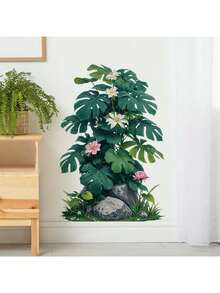 1pc Simulated Stone Green Plant Tree Decorative Sticker PVC Sticker Removable Self-Adhesive Easy-Tear Sticker Home Decoration Make Your Life Fresh Holiday Decor Stickers Birthday Graduation Gifts - Multicolor - View 8