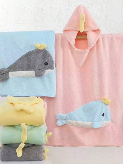 1件 70*140厘米 婴幼儿珊瑚绒连帽斗篷浴袍