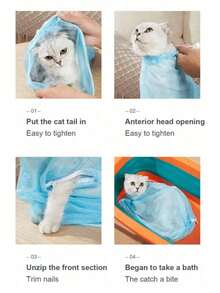 1 Upgraded Cat Washing Bag, Cat Bathing Tool, Cat And Dog Fixed Bag, Bath Bag, Nail Trimming, Beauty And Feeding Medicine, Cat Bathing And Cleaning Supplies - 彩色 - 查看 10