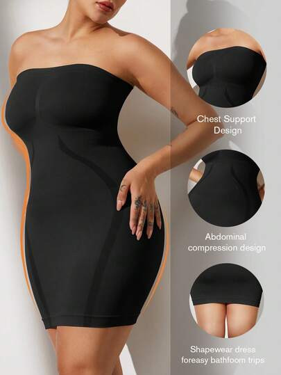 1 Piece For Women's Waist Shaping Micro-Shaping Seamless Black Chest Wrapping Belly Slimming Waist Ladies Plus Size Body Shaping Skirt PAUKEE