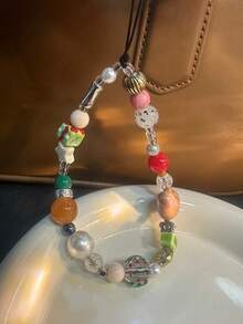 Bunte perlenbestickte handgefertigte Hängekette, personalisierte kurze Kette, Kamera, Schlüsselanhänger, Tasche Anti-Verlust Anhänger - Verschiedenfarbig - Übersicht 7