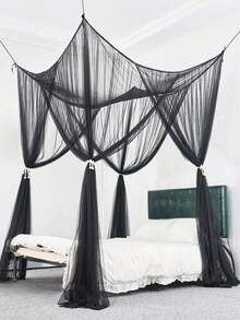 1件纯色蚊帐，大号蚊帐，四角蚊帐 - 74.8*82.6*94.5 英寸，无需电源或支架，四面开口，1件装（不含支架）床罩蚊帐，适用于卧室、客房、宿舍 - 彩色 - 查看 2