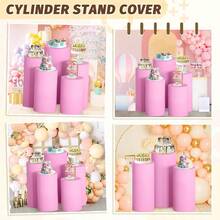 1 Set Elastic Tablecloth With Cylindrical Bottom, Made Of Spandex Material, Suitable For Wedding Party Decoration, Dessert Display, Birthday, Christmas And Various Occasions, High Quality (Frame Not Included, Multiple Colors Available) - Multicolor - View 5