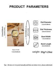 1pc Women's Elegant Minimalist High-End Design Vacation Style Fashion Casual Quartz Watch, Gold Stainless Steel Strap, Suitable As Valentine's Day, Birthday, Vacation Gift - one-size - View 4