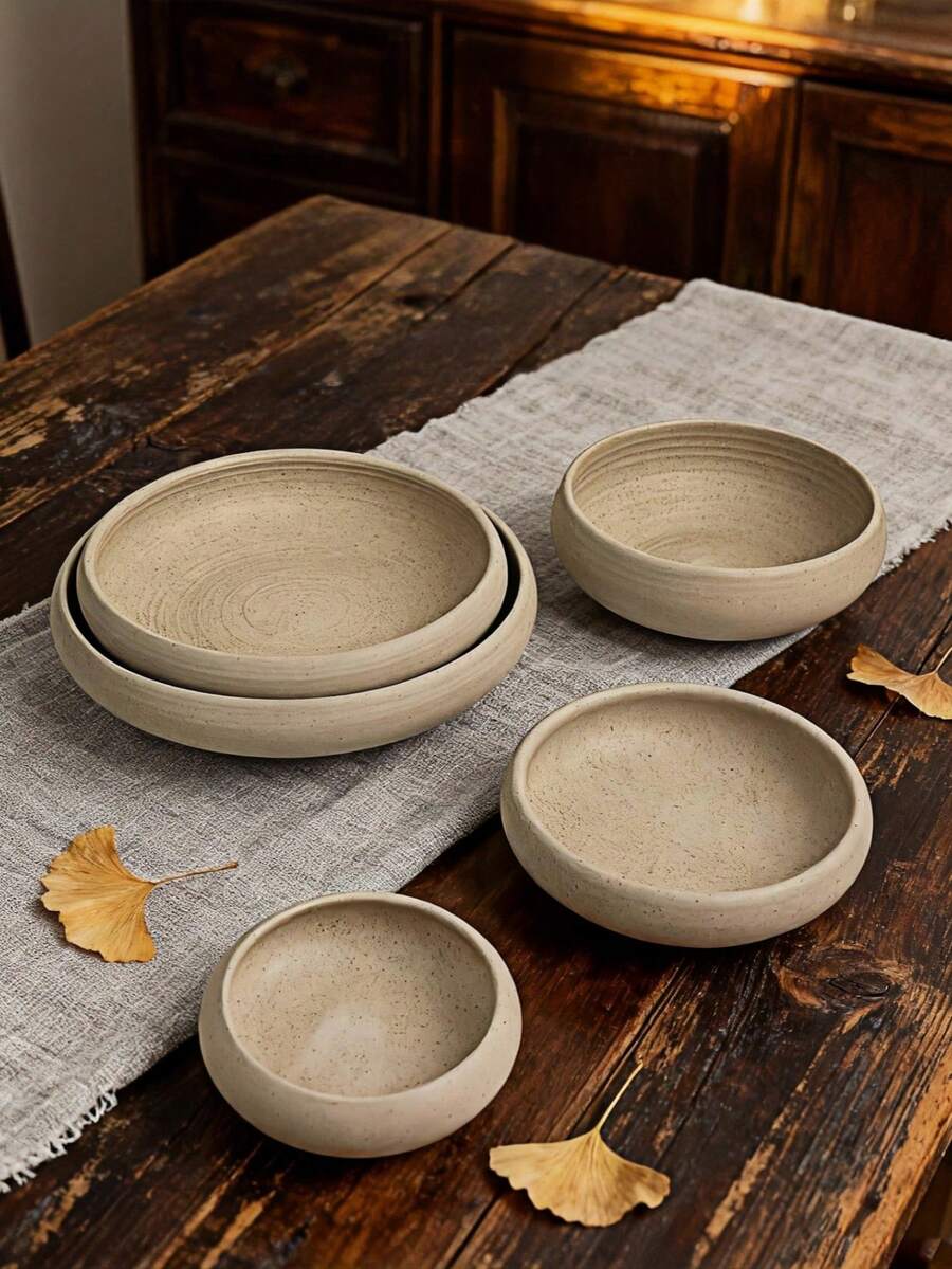 1pc Rustic Ceramic Bowl, Multipurpose Tableware, Microwave , Minimalist Solid Color Ceramic Bowl & Plate, Housewarming/Holiday Gift, Suitable For Family Gatherings, Cafes, Festivals, Daily Meals