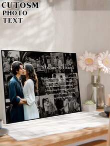 1幅定制照片帆布画，个性化艺术礼品，可将您的文字印制在定制墙面上，适用于卧室、客厅、婚礼、宠物、家庭、爱情、情侣、朋友等场合，照片、图片、相框装饰画，圣诞礼物、送给挚友、家人、生日礼物、送给家人/朋友/女友/男友的礼物、情人节礼物 - 款式1 - 查看 1