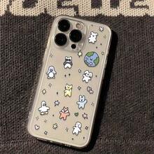 Nueva funda protectora para teléfono con lente transparente y patrón de animales de la Tierra de dibujos animados de Halloween, compatible con for  16, 15, 14, 13, 12, 11, 12/13, Mini, Plus, Pro, Max y SE. Un regalo de cumpleaños o de San Valentín para novio o novia, con un diseño esmerilado elegante, resistente a los golpes, lujoso y duradero con cobertura completa. - transparente - Ver 5