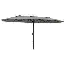 13 FT Large Patio Umbrella Outdoor Double-Sided Rectangle Market Umbrella With Crank Handle And Tilt Adjustment Waterproof Polyester Canopy For Garden, Pool, Beach, Backyard - Xám - Xem 3