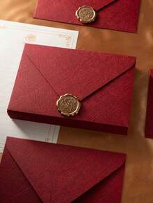 100/50/20/10pcs Plain Color Retro Multi-Purpose Envelopes, Office Envelopes, Quality Envelopes, Christmas Gift Cards, Christmas Gifts, Wedding Invitations, Gifts, Gifts For Men, Wrapping Paper, Gifts For Him, Paper, Wax Seal, Textured Envelopes - Tree Grain Drunk Red - View 7