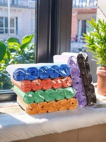 5 Rolls 75pcs Extra Large, Leak-Proof, Durable, Odorless Plastic Trash Bags, Multi-Color - Ideal For Kitchen, Bathroom, Dorm And Outdoor