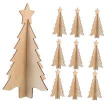 Wooden Tree Craft Set Of 1 - Blank 3D Interlocking DIY Decoration Wood Slices For Custom Design And Painting - Apricot - View 4