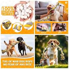- Juguete extragrande de cuerda de perro de 6 nudos para masticadores agresivos de 40 pulgadas de algodn largo y resistente, juguete masticable para cachorros, razas grandes, perros casi - inicial - Ver 1