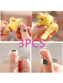 3Pcs Kitchen Creative Fruit And Vegetable Planer Chestnut, Ginger Peeler Peeler Ginger And Garlic Peeler - Silver - View 4