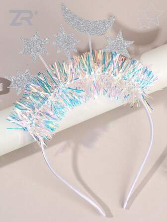 סרט ראש נצנצים כסוף אחד, מתאים לבנות, בני נוער, מסיבה, אביזר אופנה לנשים