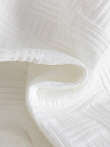 2 piezas Conjunto de camisa y pantalones cortos con estampado de dibujos animados lindos y texturizados para niño pequeño, moda callejera para niños - Blanco - Ver 9