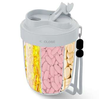 Organizador de pastillas jumbo de 7 compartimentos, contenedor de almacenamiento de suplementos vitamínicos, dispensador de medicamentos de gran capacidad para 1 mes de suministro, pastillero de viaje