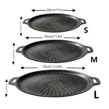 Round Cast Iron Baking Pan, Portable Outdoor Camping Grill, Electromagnetic, Korean Style, Non-Stick, Fast Heat Conduction, No Power Source Required - Multicolor - View 10