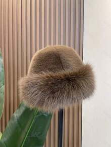 1pc Mongolian Style Thick Fleece Hat, Faux Lamb Wool Design, Unisex Windproof Ear Warmer Cap, Winter Cold Weather Outfit Women