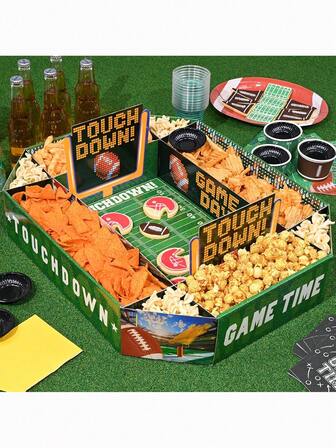 3Pcs Football Party Supplies Kit - Tailgate, Birthday & Party Food Tray Set | Football Party Decorations & Favors