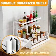 DEVA Bathroom Organizer High Duty Metal Under Sink Organizer And Storage 2 Tiers Pull-Out Under Sink Organizer And Storage For Sink Kitchen Cabinet Laundry White - White - View 4