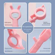 Abridor de botellas multifunción 4 en 1, quitacorchos versátil, abridor de latas, herramienta para cerveza - Rosa Pálido - Ver 3