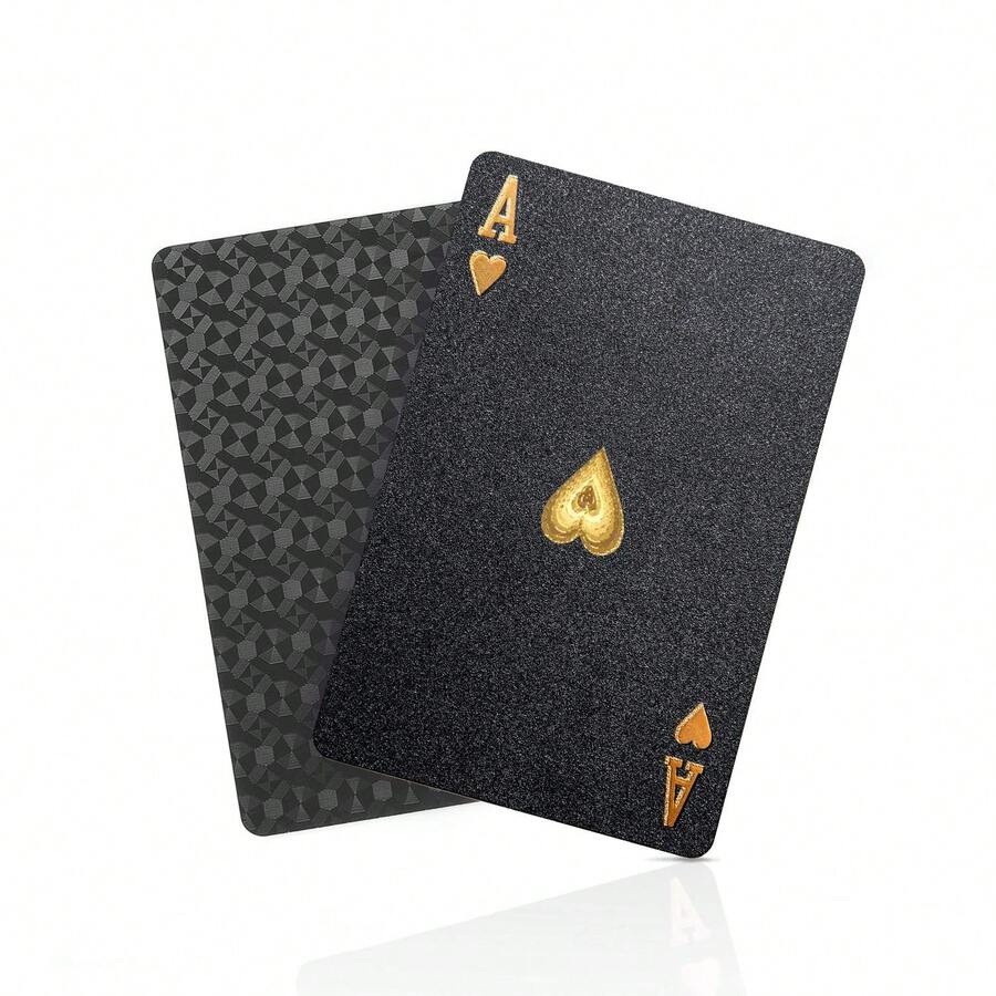 Diamond Waterproof Black Playing Cards, Poker Cards, HD, Deck Of Cards (Black,Red) - 黑色 - 查看 1