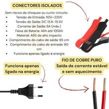 Carregador De Bateria Automotivo Inteligente 12v 6a-12v 10a  24v 5aReparador Bivolt Digital Carro Moto Jet Ski Motonaut - 12V - Visão 5