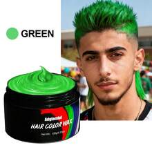 120克一次性彩色发蜡，5分钟瞬间变色，派对/音乐节必备，易于清洗不伤发，8种颜色可选，可用于挑染和色彩组合。
