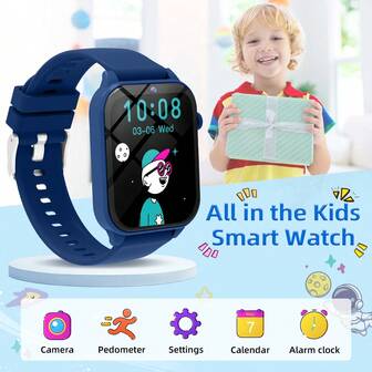 Kids Smart Watch, 300 MAH Large Capacity Battery, Calendar, Alert Clock, Steps Counting, Multiple Games, Ultra Low Power Chip, Flashlight Light, Reminder, Camera Remote
