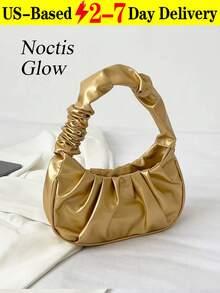 Women's Solid Color Crescent Shoulder & Handbag - Mini Pleated Design For Simple & Stylish Looks, Suitable For Daily Commute, Shopping, And Date Nights; Soft & Sweet Vibe Makes It A Great Holiday Gift, Featuring A Sleek Solid Hue And Pleated Texture That Elevates Casual, Office, Or Romantic Outfits - Nhiều màu - Xem 15