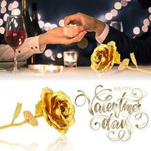 YQQ ZJchao Oro Rosa sumergido lámina de Oro Amarillo de 24 k Coleccionable Flor Rosa único para Novia mamá Esposa eterna Rosa de Tallo Largo para el día de San Valentín5735 - AmarilloDorado - Ver 3