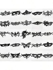10pcs Lace Mask For Masquerade Party Performance, Soft & Skin-Friendly Sexy Ladies Mask (Random Style) Halloween - Black - View 9