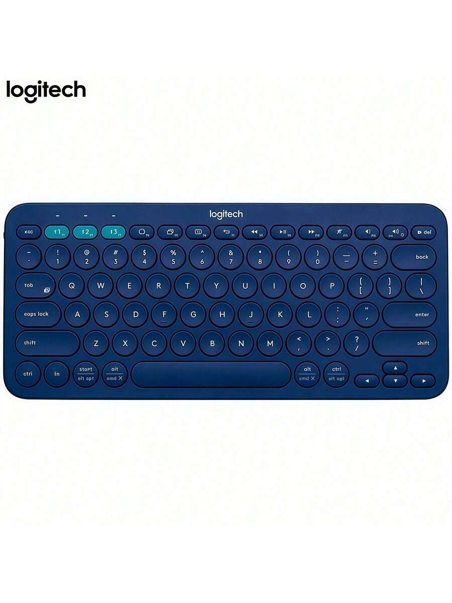Logitech K380 Wireless Keyboard: Long Battery Life, Plug And Play, Ergonomic Design, Compatible With Tablets, Laptops, And Mobile Phones, Lightweight And Portable. - Blue - View 1