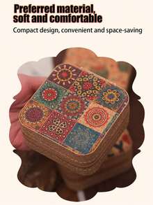 1个复古旅行首饰盒，小型皮革首饰盒，复古镜面首饰盒，收纳整理，复古长款优雅软木便携大容量首饰盒，防尘首饰盒，优雅印花首饰盒，迷你PU皮革复古印花带镜首饰盒 - 彩色 - 查看 12