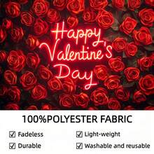 1pc Happy Galentine's Day, Love Valentine Background, Neon Photography Background Banner, Party Decorations, Wedding, Birthday, Anniversary, Gift Shower, Holiday Decoration, Party Wall Decoration, Polyester Material, Indoor/Outdoor Decoration, Home, Garden, Patio Decoration - Multicolor - View 10
