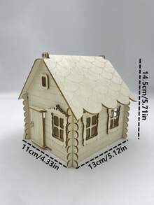 1 Pc Wooden Cottage, DIY Assembly Required, Halloween, Christmas, Thanksgiving Gift, Garden Corner Plant Decor, Wooden Craft Set - Multicolor - View 7