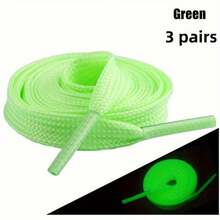 3 Pairs Of Luminous Shoelaces - Available In White/Green Colors, Emitting Green Fluorescence At Night. This Practical Material Is Perfect For Sports Shoes, Sneakers, And Basketball Shoes - Multicolor - View 12