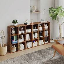 9-Cube Storage Unit | 3-Tier Cube Shelf Rustic Brown | Particle Board Bookcase | Home Office Organizer - Default - View 8