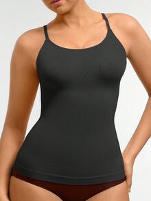 FeelinGirl Women's Tummy Control Camisole Seamless Shapewear Tank Top Slimming Cami Shaper With Compression - 黑色 - 查看 2