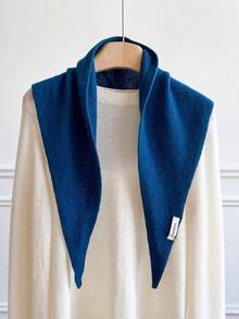 1pc 100% Wool Knitted Scarf For Women, Warm Winter Scarf, Bright Solid Color Design, Thick Shawl, Soft Triangular Shawl, Cashmere Collar, 2025 New Arrival