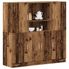 3 Piece Kitchen Cabinet Set Old Wood Engineered Wood - Brown - View 1