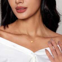 Gargantilla de corazón para mujer, Collar de Acero Inoxidable con Dije de Corazón Baño de Oro 18K, Joyería para Mujer minimalista y moda, Regalo para Madres Parejas Novia Cumpleaños(Corazón-Gold) - Multicolor - Ver 3