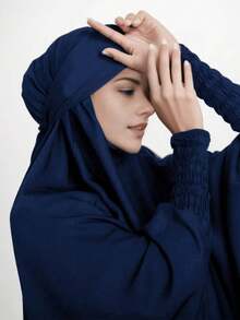 1pc Elastic Sleeve Long Loose Comfortable Hijab Khimar Muslim Headscarf, Suitable For Women's Daily Wear And Prayer - Multicolor - View 14