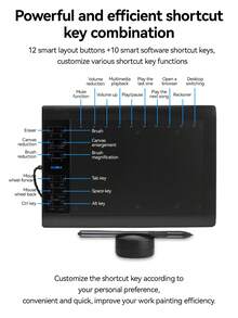 CLUBLU 1个OTG数位板，带绘图板、被动式触控笔和8个替换笔尖，圣诞节/生日礼物，适合男孩女孩 - 黑色 - 查看 10